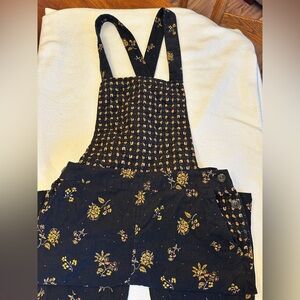 Madewell Black Floral Corduroy Overalls